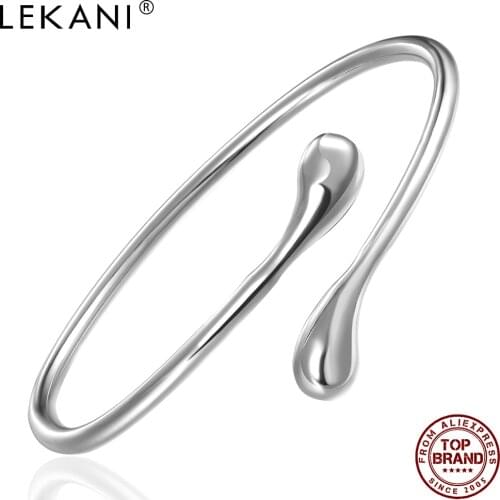 LEKANI Double Beautiful Round Toe Bracelet Fashion Drop Shape Silver Plated Bangles For Women Jewelry Romantic Gifts Bracelets