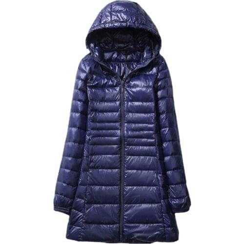 Plus size Long Down Jacket Women Winter Ultra Light Down Jacket Women With Hooded Down Coat Female Big Size Coats Portable 7XL