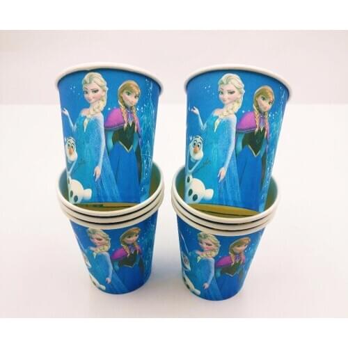 10pcs/set Elsa and Anna Party Supplies Paper Cup Birthday Party Decoration Baby Shower Festival Party Favors Set