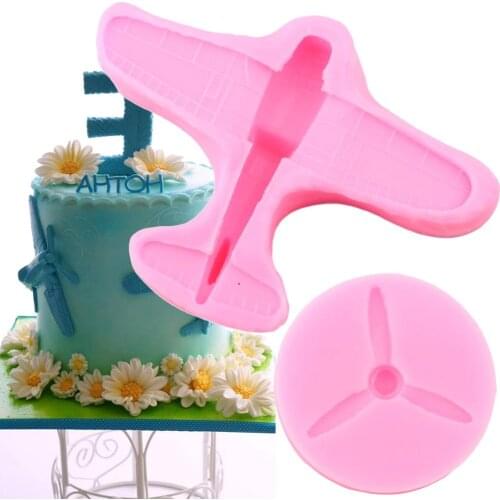 2Pcs Aircraft Propeller Border Silicone Molds Baby Birthday Cupcake Topper Fondant Cake Decorating Tools Candy Chocolate Moulds