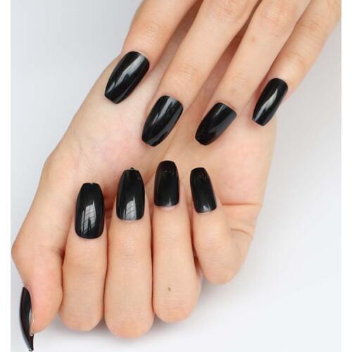 24pcs The New candy color coffin shape nails, popular sales of the king, sexy must black G16