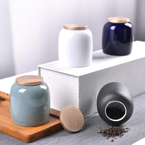 4PCS Tea Caddies Caddy Canister Container Chinese Ceramic Tea Jar Kung Fu Tea Set Accessories Home Office Teaware Storage Box