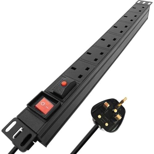 6AC UK SOCKET Aluminum alloy power With overload protection function Double break switch control 2m extension line UK PLUG