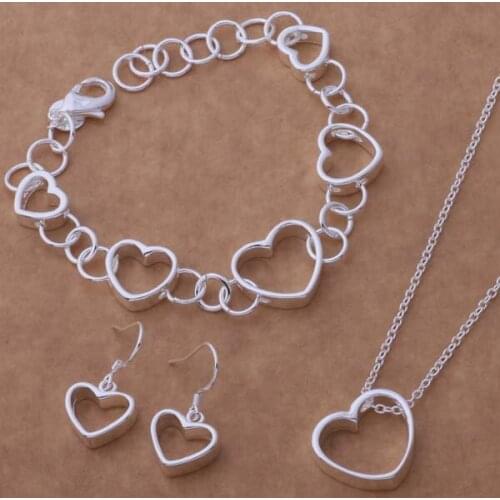 AS135 Hot Sterling Silver color color Jewelry Sets Bracelet 099 + Necklace 578 + Earring 153 /afnaiwua Amaajdha