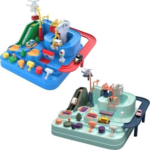 Car Adventure City Rescue Race Tracks Game Educational Toys with 3pcs Mini Car Toys for Kids Toddlers Birthday Festival Gifts