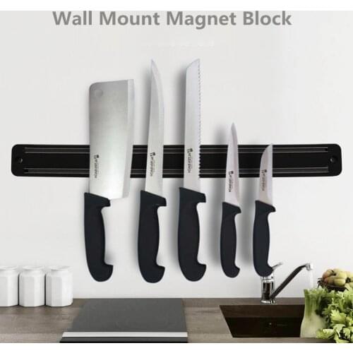 Household Kitchen Magnetic Knife Holder Stand Bar Strip Wall Mount Magnet Block for Knives Storage Rack Cooking Accessories