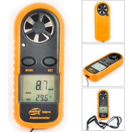 20pcs GM816 HandheldDigital Wind Speed Gauge Meter GM816 30m/s (65MPH) Pocket Smart Anemometer Air Wind Speed