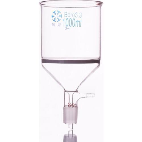 Filtration funnel,with grinding mouth sand board,Capacity 1000ml,Joint 29/32,Sand board specifications G4,Bush funnel,sand board