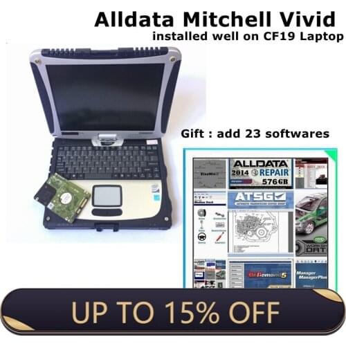 2021 Hot Sale All-data Auto Repair All-data mit//chell Vivid Install well Computer For Panasonic cf19 Laptop 4GB 26 Softwares