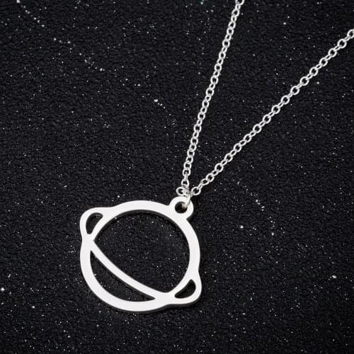 Hfarich Astronomy Lovers Jewelry Gifts Simple Design Saturn Planet Saturnus Women Statement Necklaces Regalos Para Mujer