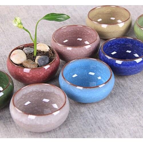 Flower Ceramic Succulent Flower Plant Mini Pot Succulent Planter Desktop Decor Cactus Decorative Flower Pots Bonsai Rattan