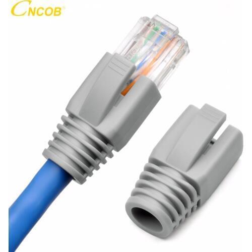 CNCOB 100PCS RJ45 Connector Cap cat6 cat6a cat7 Multiple Sheathed Ethernet Cable Grey for Network Connector Aperture 8.5mm