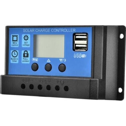 10A/20A/A30A/40A/50A/60A Solar Charge Controller Auto Dual Solar Display LCD Charge Controller Smart Solar Panel USB 12V/24 U2M3