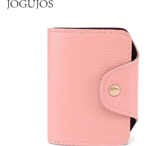 JOGUJOS Women Fashion Card Holder Genuine Leather Credit Card Holder Wallet Business Organizer Card Case Unisex Cards Coin Purse