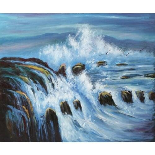 Beautiful Seascape Oil Painting Modern Canvas Wall Art Painting for Home Decor Threatening Tides Hand Painted High Quality