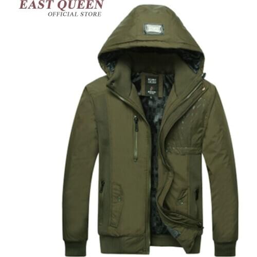 Bomber jacket men jackets for men winter Solid Fleece Winter Jacket Men Hooded KK1753 H