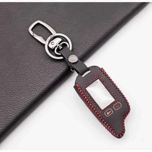 TW9010 Soft Leather Key Case for Tomahawk TW-9010 TW-7000 D900 D700 SL-950 S-700 TW7000 D-900 SL950 LCD Remote Two Way Car Alarm