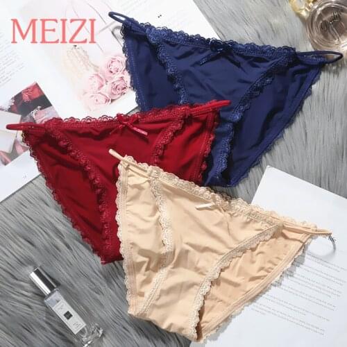 Underwear Soft Girl Cotton Transparent Lace Large Size Women Panties Pants Ladies Low-Rise Sexy Bikini Elasticity