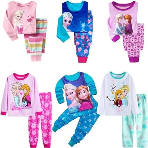 2021 New Kids Girl Pajamas Children Sleepwear Baby Pajamas Girls Anna Elsa Pyjamas Pijamas Cotton Nightwear Clothes Sets