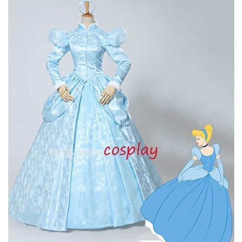 New princess long sleeve dress costume princess blue fancy dress ball gown Cosplay dress adult outfit custom made dress