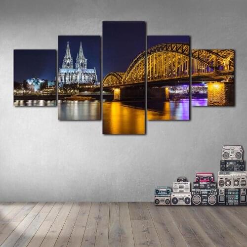 Cologne Cathedral At Night Wall Art Poster Canvas Painting Nordic Wall Pictures Living Room Home Decor No Frame