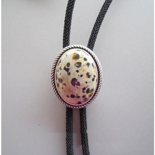 Speckled Stone Mens BOLO Tie Wedding Necklace Genuine Braided Rope Vintage Western Cowboy