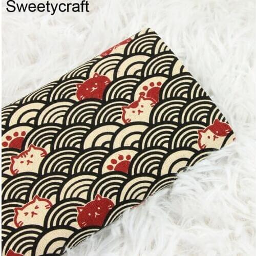 Thick 100% Cotton Fabric Japanese cat corrugated printed Cloth for DIY Handmade Sewing Patchwork Needlework Apparel Decor Tissue