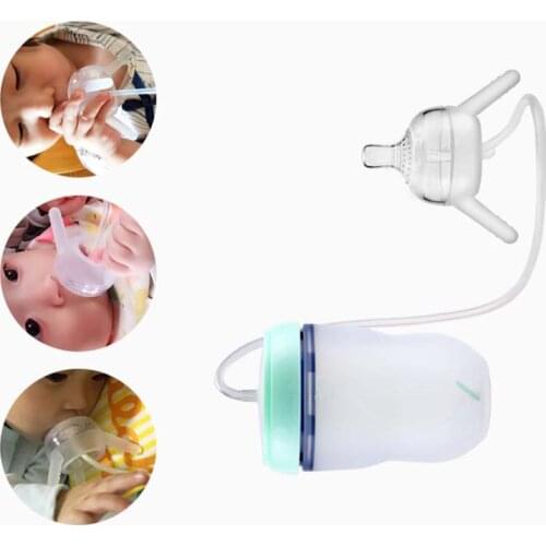 250ml Newborn Baby Feeding Bottle Silicone water bottle with straw Kids Cup Sippy Training Cute Drinking pacifiers Hands free