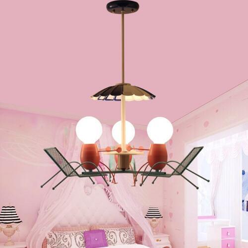 Childrens bedroom Cute Suspension Luminaire kids room metal chandelier iron small doll hanging Lights novelty kids lighting