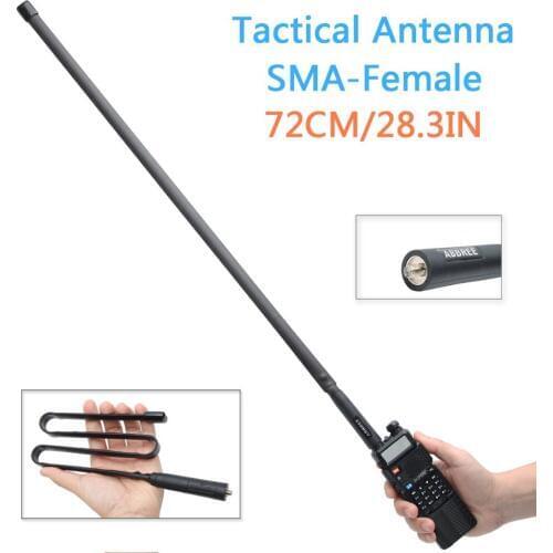 72CM/28.3IN Length SMA-Female Connector Dual Band 144/430Mhz Foldable CS Tactical Antenna For Walkie Talkie Baofeng UV-82 UV-5R