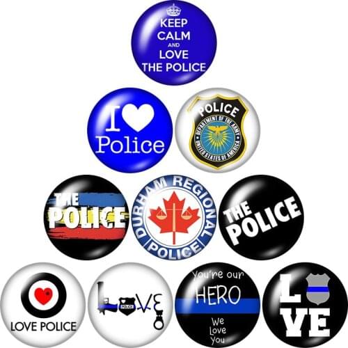 Love police 10pcs mixed 12mm/16mm/18mm/25mm Round photo glass cabochon demo flat back Making findings ZB0429