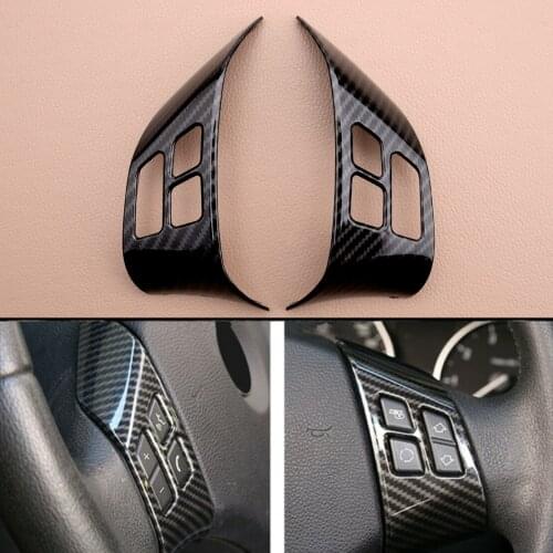 Pair Carbon Fiber Style Car Steering Wheel Button Frame Cover Trim Sticker Fit for BMW 3 series E90 E84 2010 2011 2012 2013