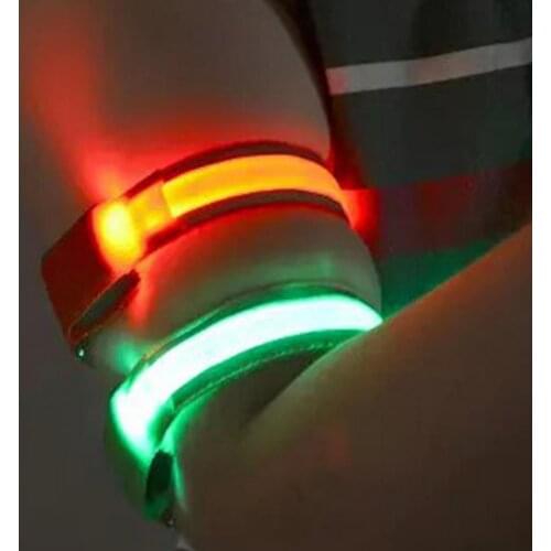 LED Night Riding Running Armband Arm Ring Luminous Double Reflective Strip Wrist Belt Warning Signal Light For Cycling Wristband
