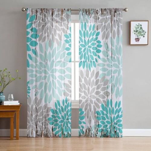 Dahlia Wood Grain Tulle Sheer Window Curtains for Living Room Kitchen Children Bedroom Voile Hanging Curtain