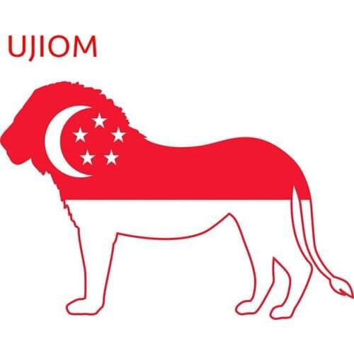 UJIOM Flag Lion of Singapore Wallstickers Toilet Vinyl Stickers Waterproof Wall Decals For WC Sticker Home Decor Decal Mural
