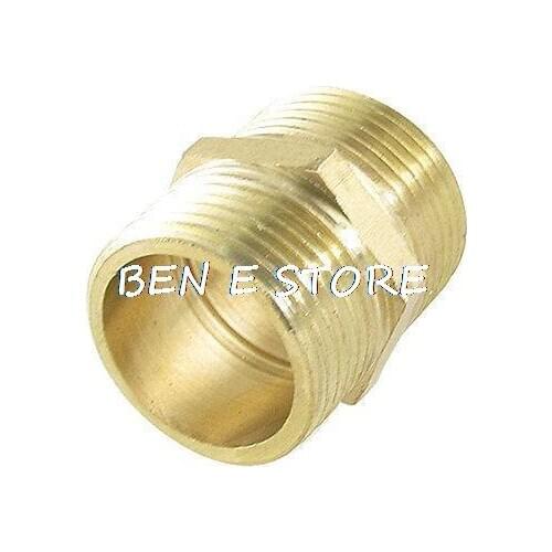 Water Pneumatic Pipe 3/4" Male to Male Brass Equal Hex Nipple Connector