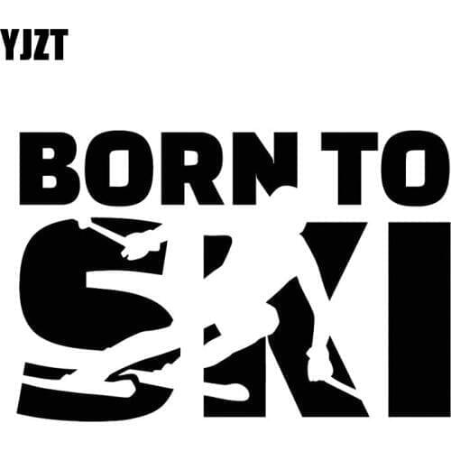 YJZT 16.6CM*11.2CM Born To Ski Extreme Winter Sport Fashion Car Styling Stickers Decals Vinyl Black/Silver C31-0101