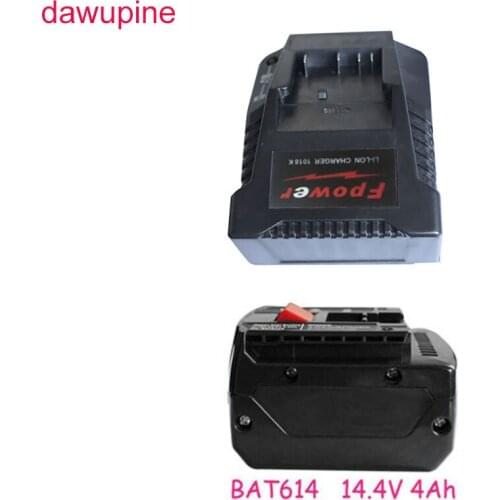 Dawupine BAT614 14.4V 4Ah Li-ion Battery 1018K Charger For Bosch 18V 14.4V BAT609 BAT609G BAT618 BAT618G BAT614 2607336236