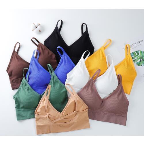 Women Tanks Crop Top Female Seamless Underwear Push Up Bralette Sexy Lingerie U Back Crop Tops Intimates Padded Camisole