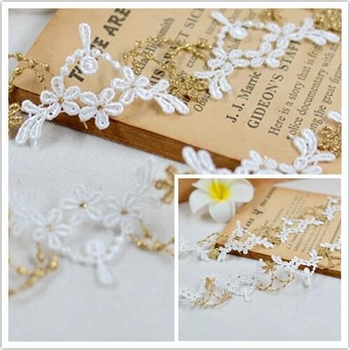 Nice White Gold Thread Water Soluble Embroidery Lace Ladies Childrens Headdress Gift Box Bow Knot Making Clothes Decoration