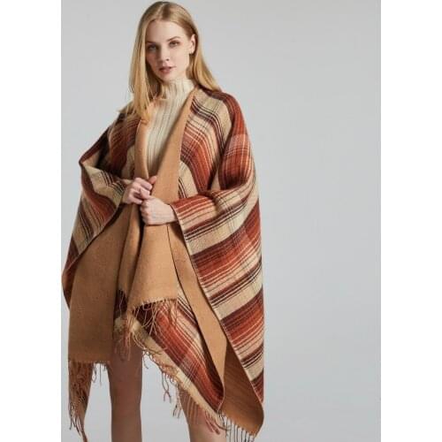2020 Poncho Plaid Femme Winter Blanket Scarf Warm Fashion Cashmere Thicken Long Ladies Tassel Scarves Women Poncho Foulard