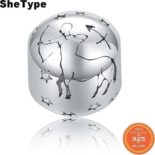 Jazaz 2.8g Water Sign Constellation Round Beads Women Jewelry Making Sagittarius Clear Star Charm 925 Solid Sterling Silver