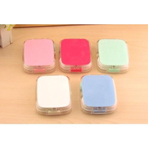 10pcs New arrival Hot Sale multicolor DIY Smooth Surface with Mirror Contact Lens Case for Travel Contact Lenses Box 7.5*6.3*2cm