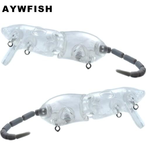 AYWFISH 10PCS A Lot Unpainted Swimbait Blanks 80mm 13.5g Large Diving Lip Soft Tail Multi Jointed Swim Bait Pike Fishing Tackle