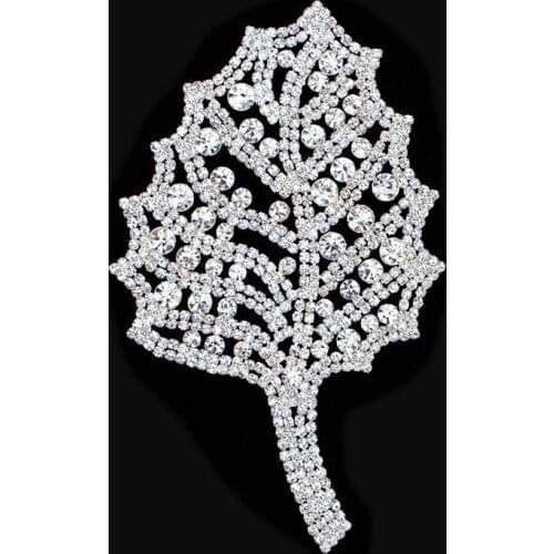 Free Shipping Wholesale10pcs/lot 4"X6.6" Rhinestone Applique for Wedding Gown Bridal Sash Evening Wear Rhinestone Patch ML08