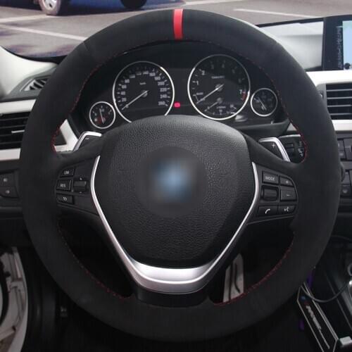 Black suede steering wheel cover for BMW F20 F21 F22 F23 F30 F31 F34 F32 F33 F36