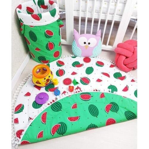 INS Baby Room Decor Soft Thick Round Carpet Blanket Double Sided Rug Children Game Play Mat Baby Crawling Mat Home Decoration