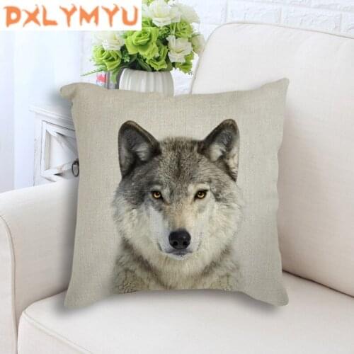 Animal Decorative Cushion Cover Elephant Wolf Leopard Deer Monkey Bison Printed Pillowcase Sofa Decoration Pillow Case Cover