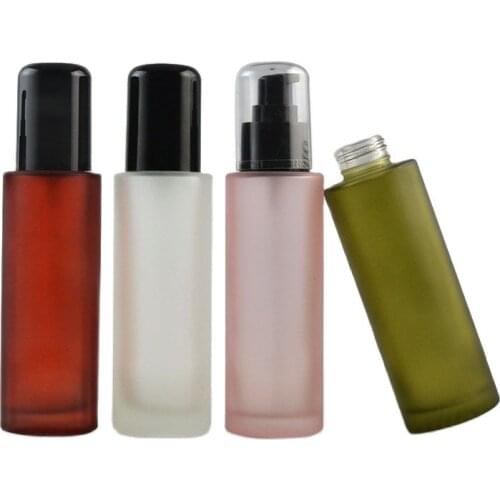100ml Emulsion Containers Bottle Olive Green Frosted Glass Bottle Cosmetic Packaging Empty Refillable Bottle Spray Lotion Pump