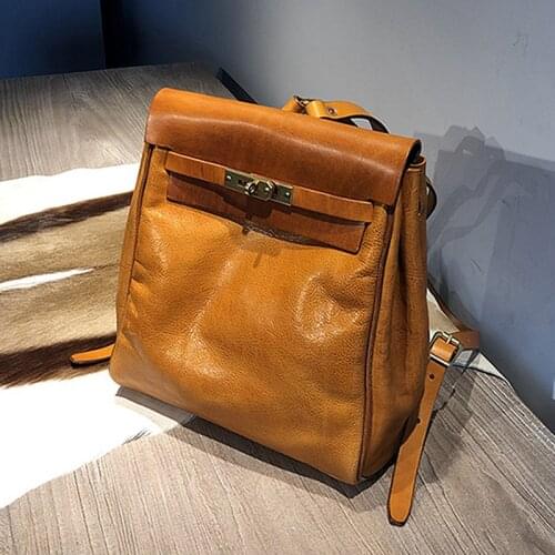 Its So Much Love! Medieval High-grade Leather Women Backpack Mens Bag Unisex Cowhide Small Backpacks Stereo Bag Retro